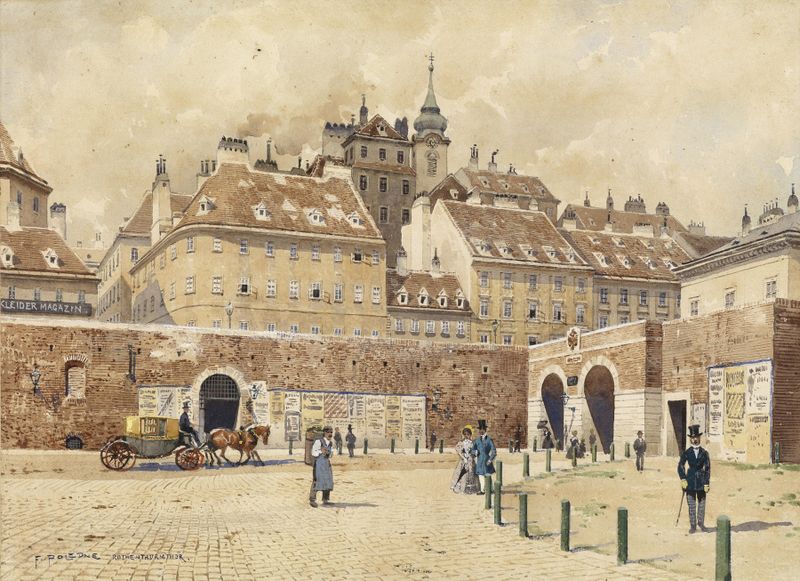 Landscape view of Vienna at twilight by Franz Poledne, medium unknown.