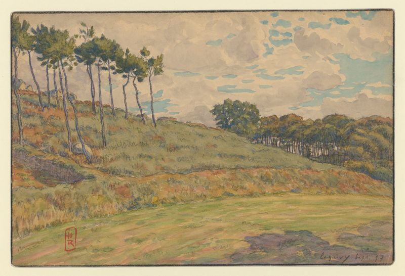 Loguivy de Henri Rivière, acuarela sobre papel que representa olas tumultuosas y rocas