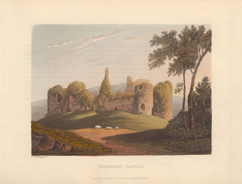 Grosmont Castle landscape by Theodore Henry Adolphus Fielding, oil painting