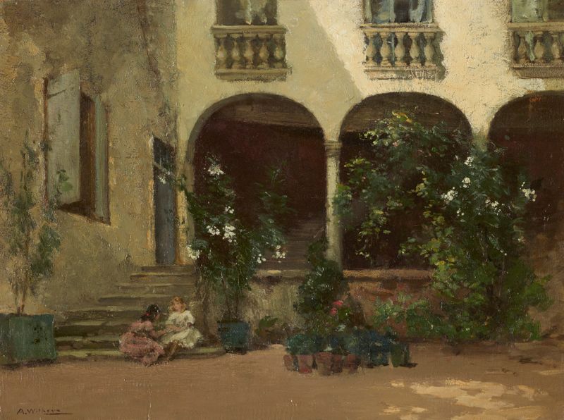 Escena botánica con oleandros de Alfred Withers, siglo XIX