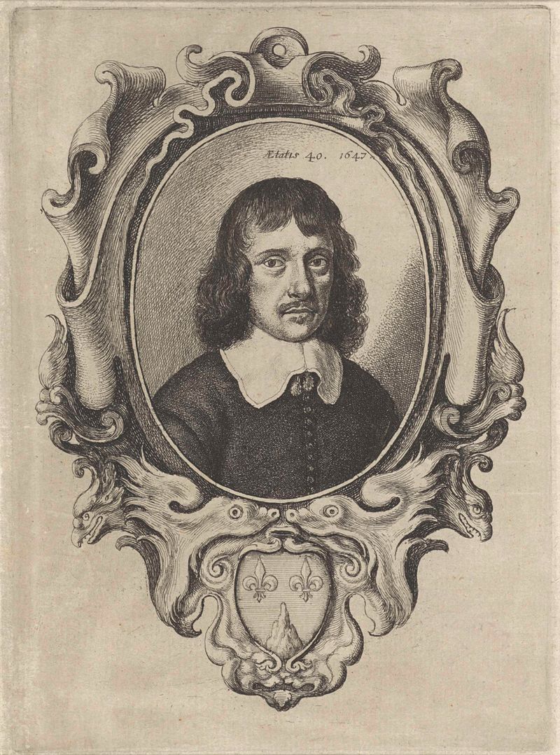 Gravura de Wenceslaus Hollar, retratando um autorretrato com profundidade emocional.
