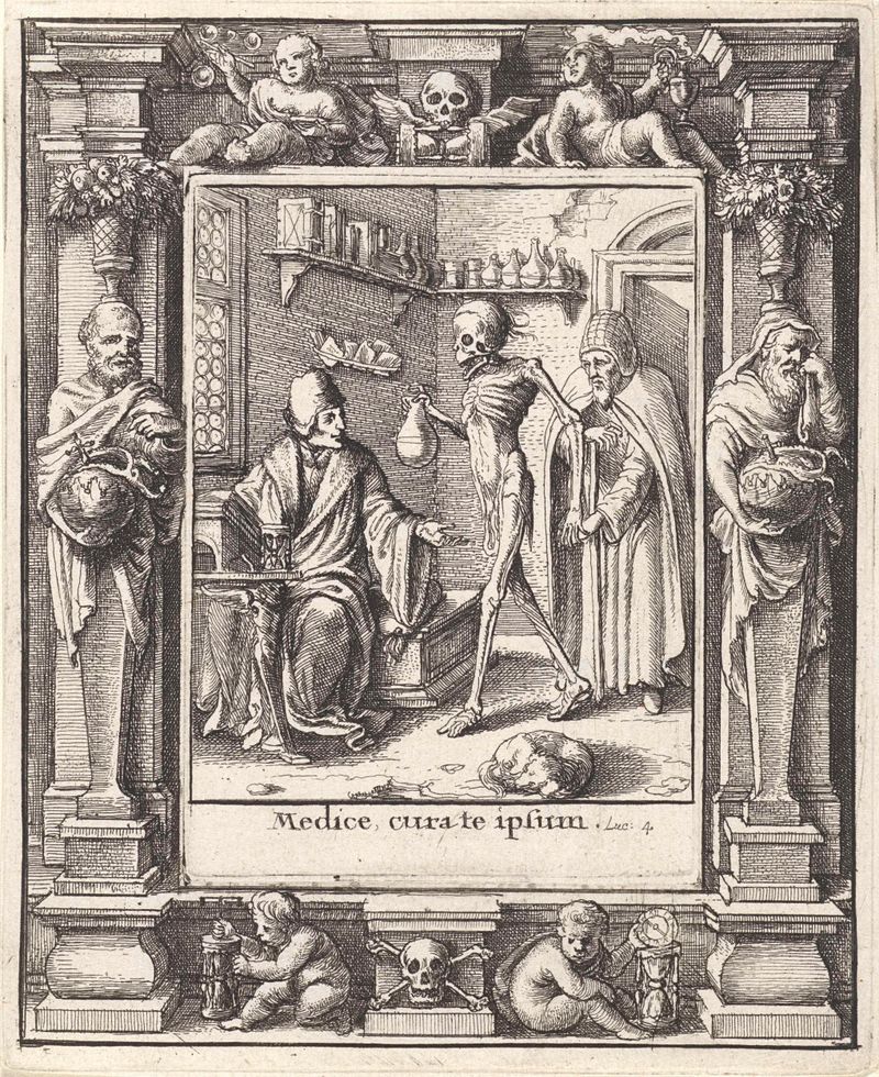 Grabado de Wenceslaus Hollar que representa a la Muerte rodeada de vida.