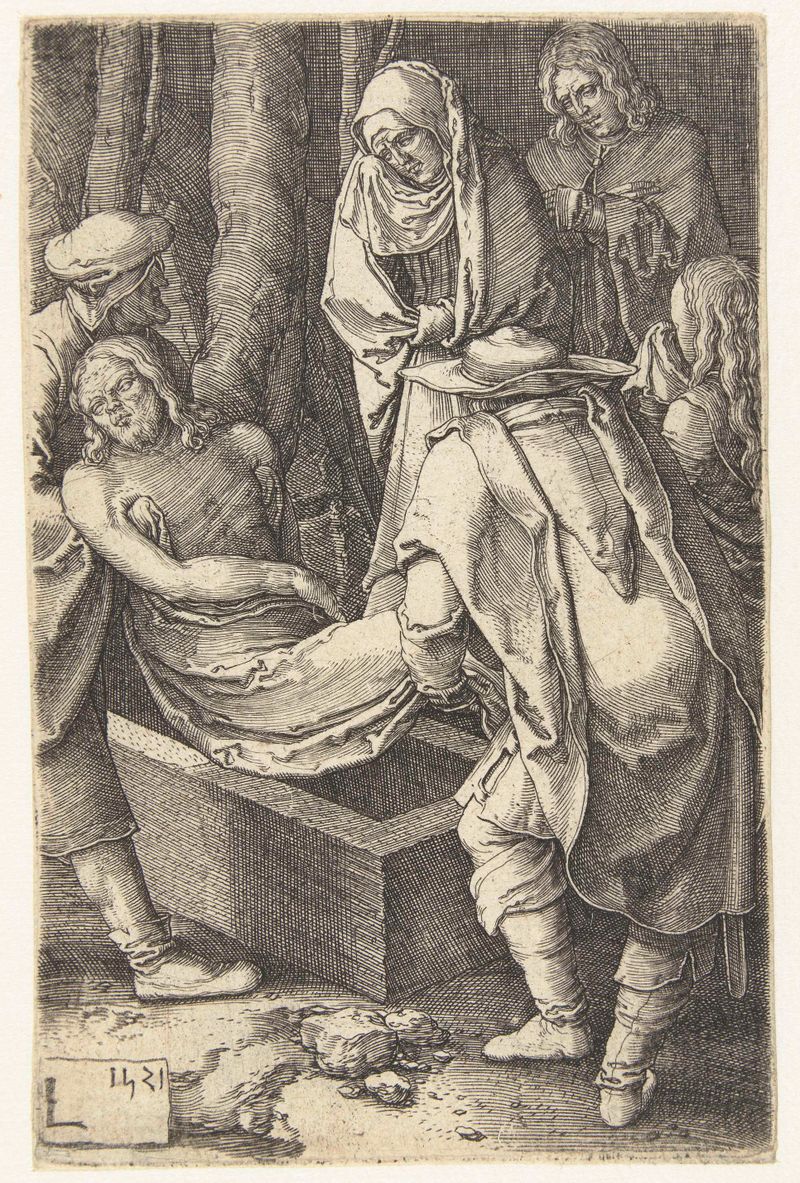 Gravura de Lucas van Leyden mostrando o sepultamento de Cristo.