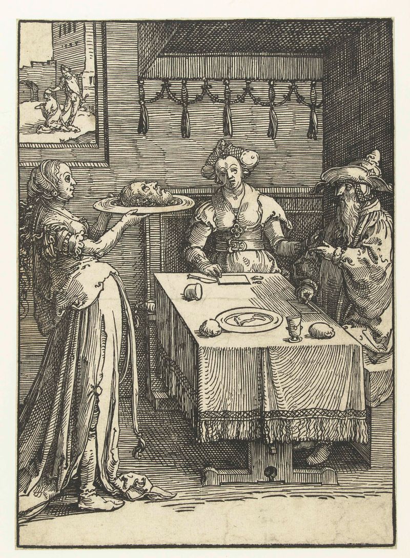 Salomé com a cabeça de João Batista, gravura de Lucas van Leyden