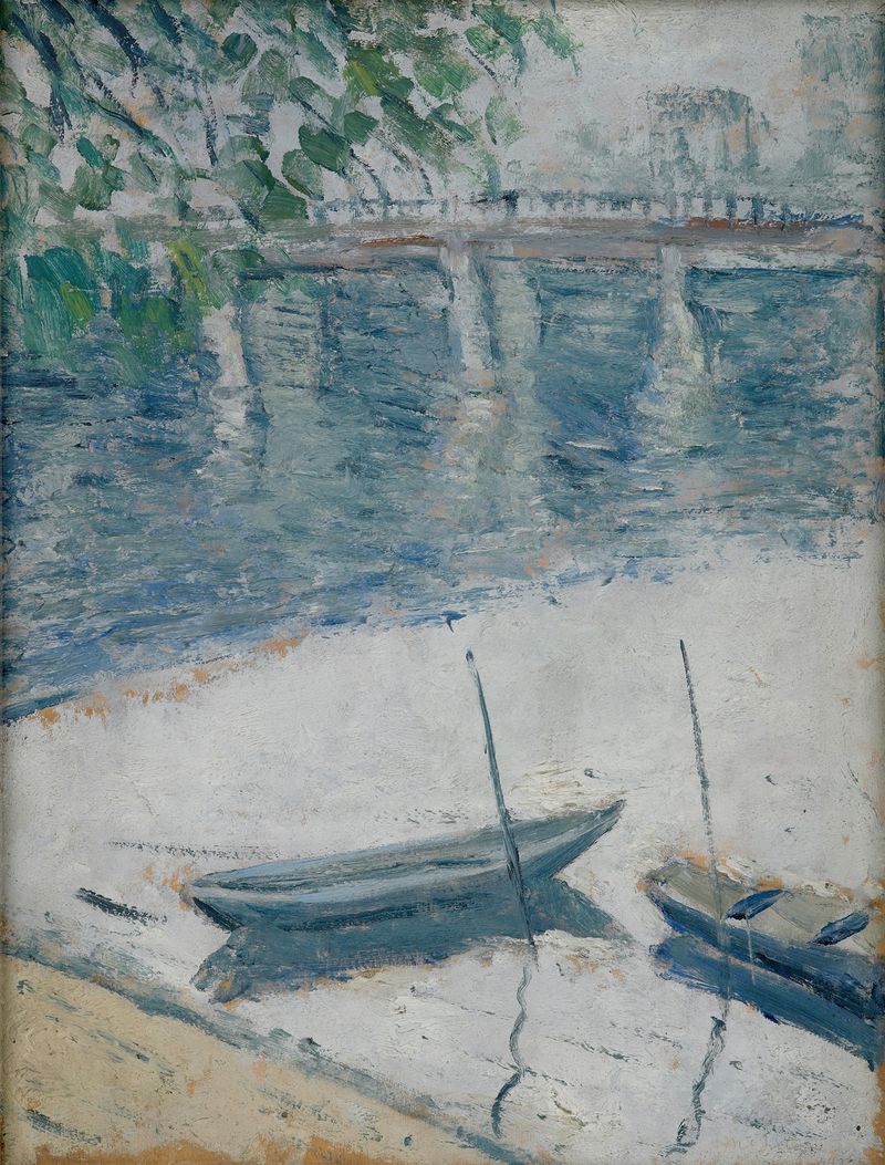 Morning on the Seine, oil on canvas by Raymond McIntyre depicting a tranquil river at dawn.