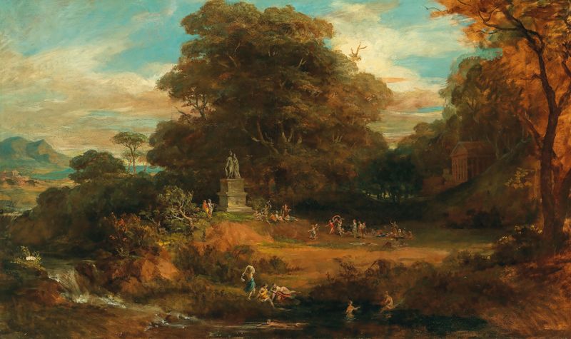 Serene landscape with hills and soft light, oil on canvas by Friedrich von Amerling