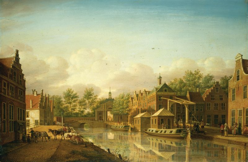 The Haarlem Gate in Leyden, oil painting by Paulus Constantijn la Fargue