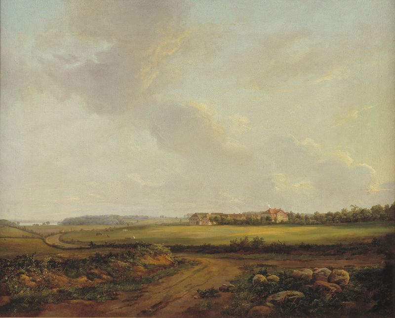 Vista da paisagem de Engelholm em Præstø na Zealand de Johan Christian Dahl, pintura a óleo