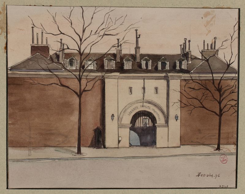 Arquitectura de L’entrée de la prison Mazas de F. Séguin, 1896, medio desconocido