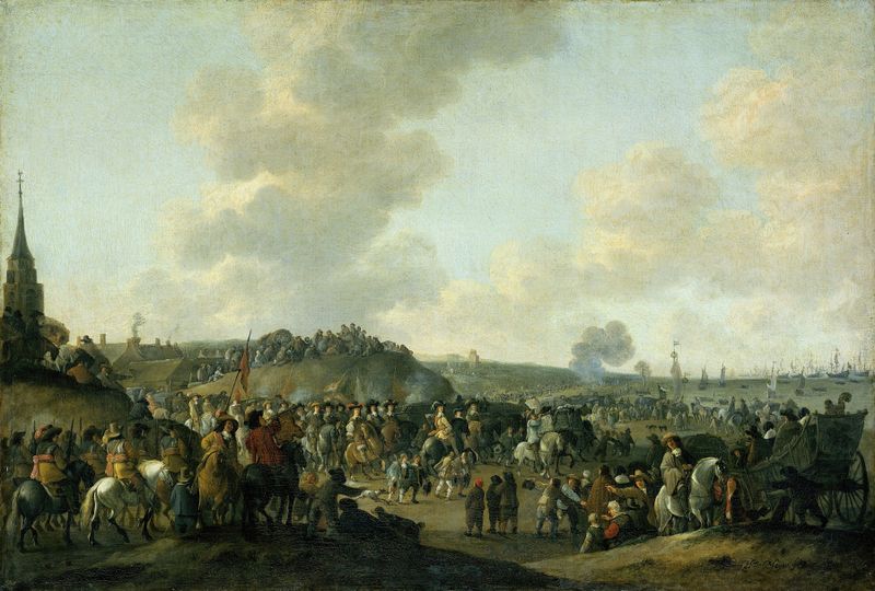 Historical scene of Charles II's departure, oil painting by Hendrick de Meijer