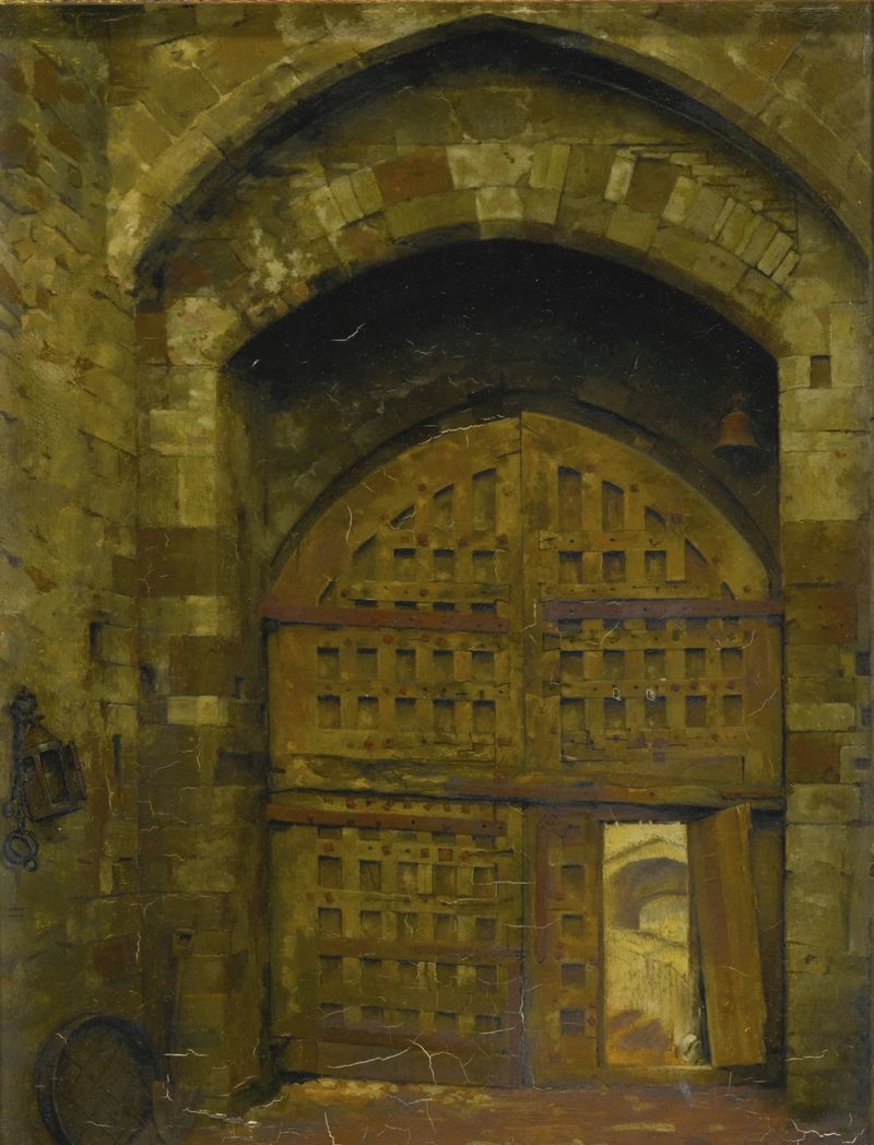 An Historic Gateway de Herbert E. Harley, retratando trabalho em pedra intrincado em um meio desconhecido