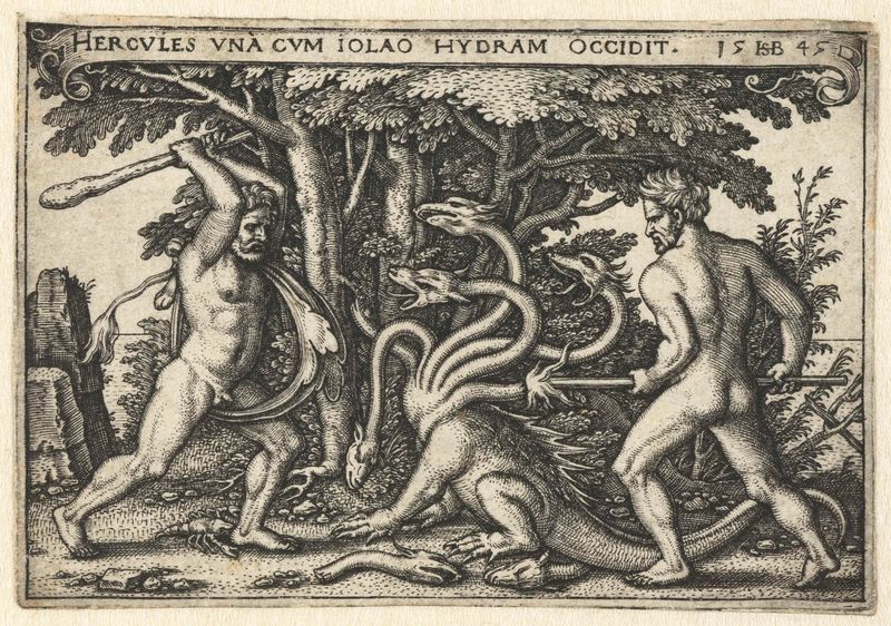 Hércules luchando contra la Hidra, grabado de Hans Sebald Beham