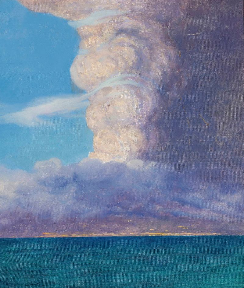 Marine landscape by Ignacy Józef Protasewicz, oil painting depicting tranquil waters and sunlight