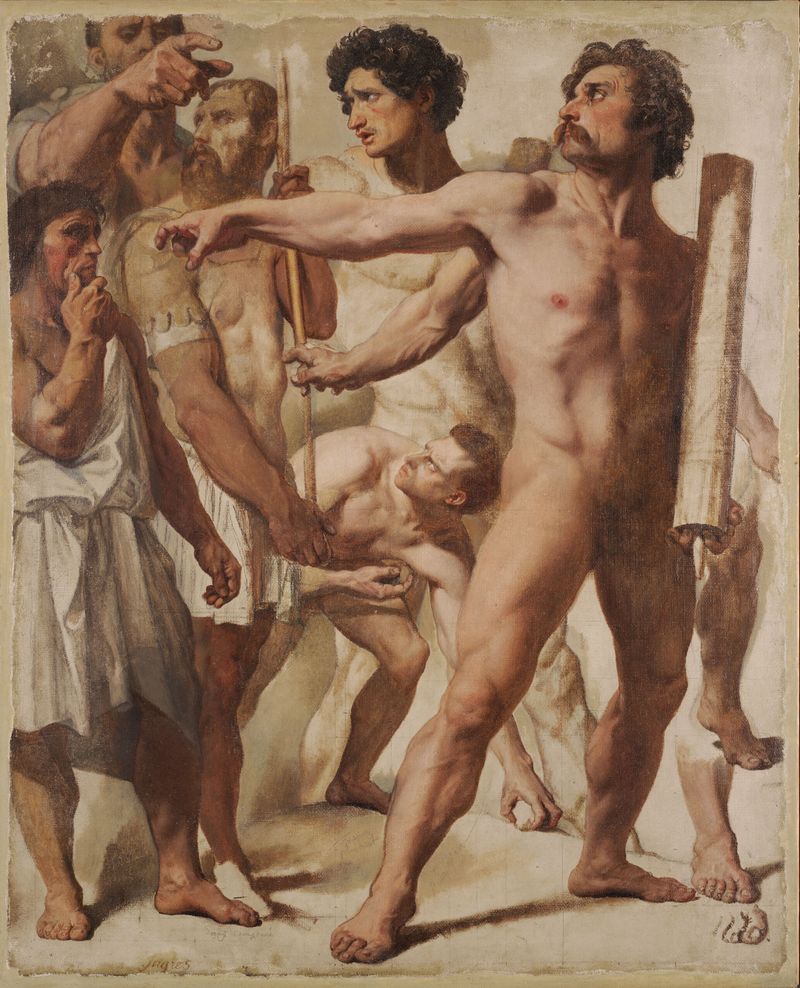 Studies for 'The Martyrdom of Saint Symphorien', graphite on paper by Jean-Auguste-Dominique Ingres