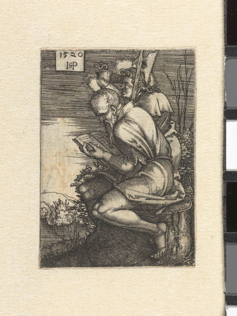 Grabado de Hans Sebald Beham que representa a Matteüs y Johannes, 1520.