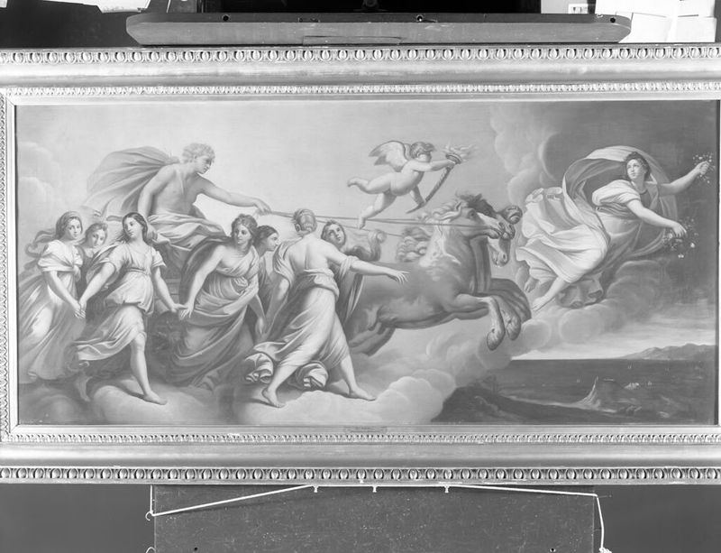 Aurora, óleo sobre lienzo de un artista no identificado, con suave luz y sombra en una escena figurativa serena.