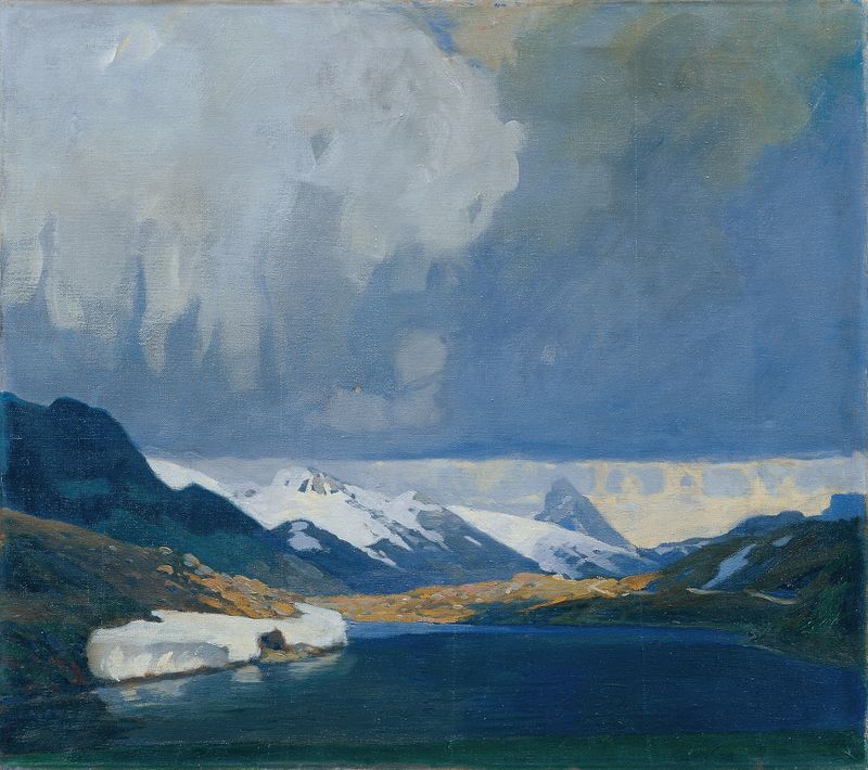 Landscape depicting a stormy sky, oil painting by Alfred Poell
