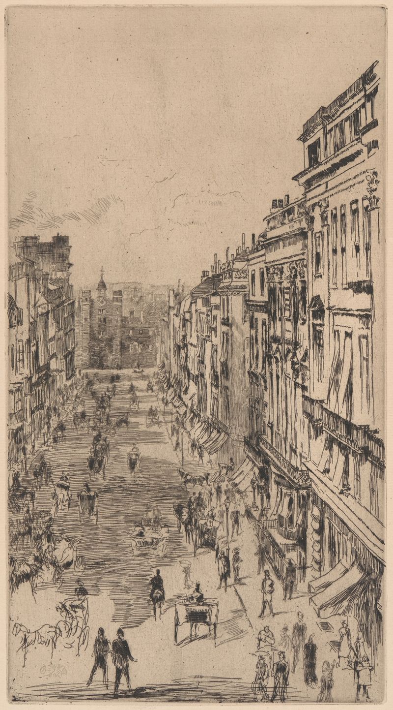 Cena de gênero de St. James Street, London por James Abbott McNeill Whistler, pintura a óleo