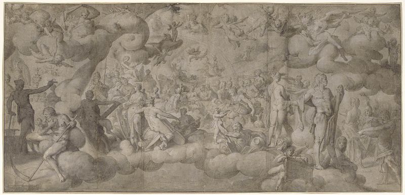 O Casamento de Cupido e Psique, óleo sobre tela de Bartholomeus Spranger, apresentando uma celebração mitológica.