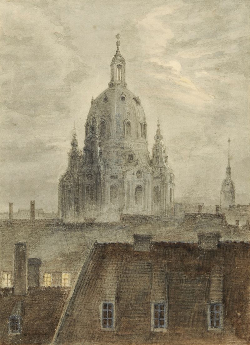 Oil painting of Frauenkirche in Dresden by Carl Gustav Carus