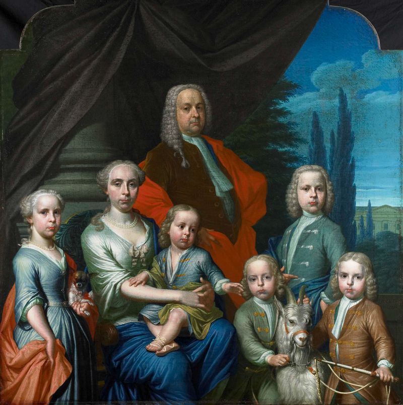 Willem Philip Kops com sua esposa e filhos, óleo sobre tela de Frans Decker