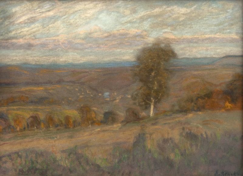 Vista de paisaje con colinas de Erwin Starker, expresionismo