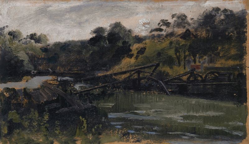 The Collapsed Bridge after the Train Accident of Munchenstein, oil on canvas by Ernst Stückelberg