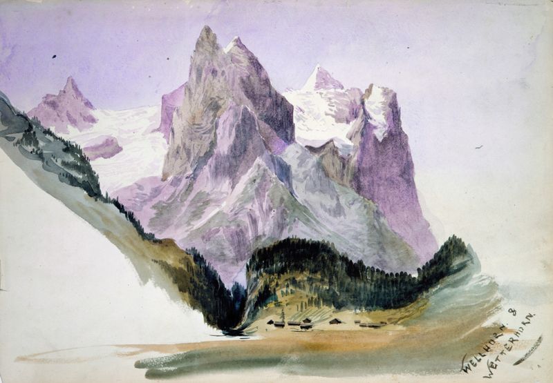 Paisagem das montanhas Wellhorn e Wetterhorn por John Singer Sargent, pintura a óleo
