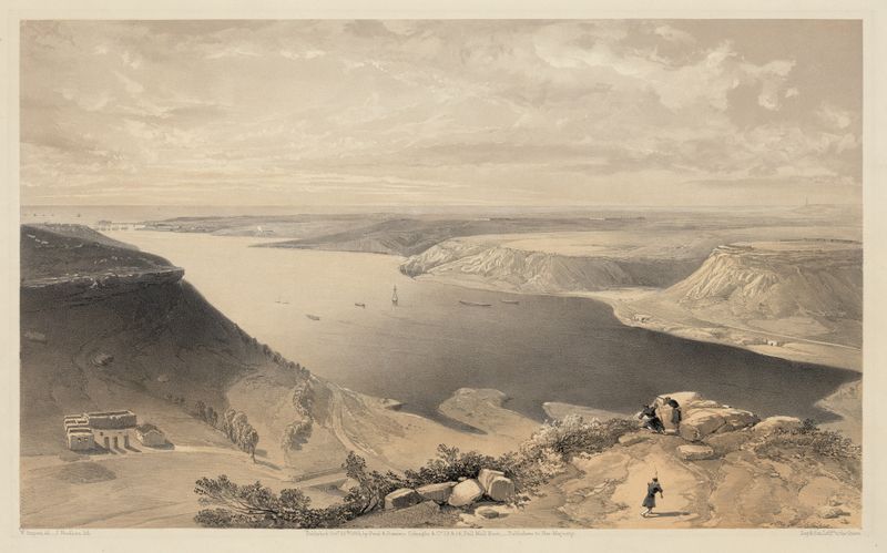 Acuarela de William Simpson que muestra el lado norte del puerto de Sebastopol