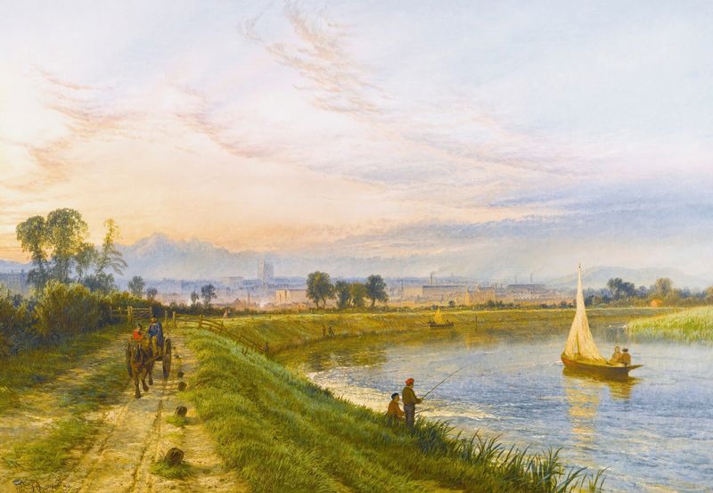 Paisagem de Henry Dawson, 1859, retratando vegetação exuberante e luz.