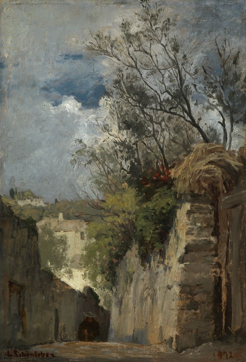 Paisaje de Génova al atardecer por Gustav Schönleber, óleo