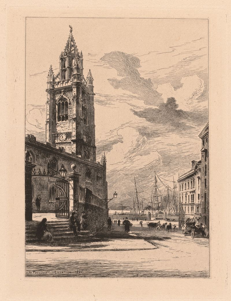 Gothic architecture of St. Nicholas Church by Henri Toussaint, oil on canvas