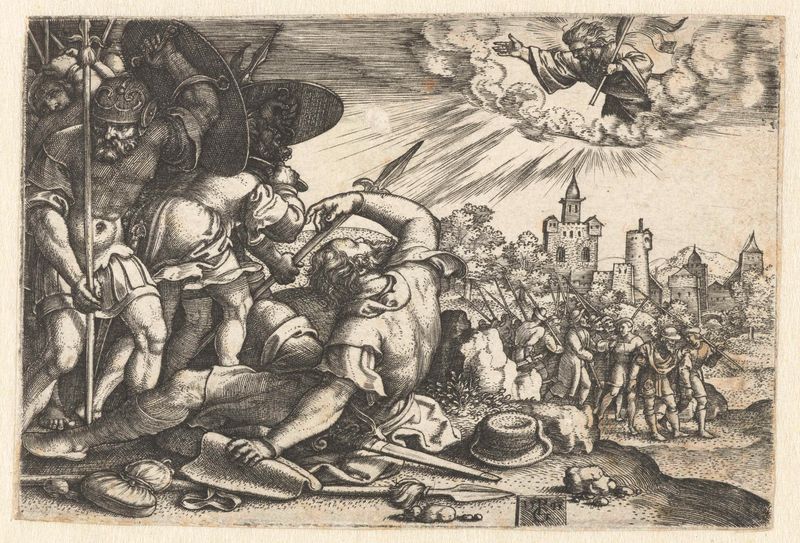 Gravura de Georg Pencz retratando uma cena religiosa com iluminação e realização.
