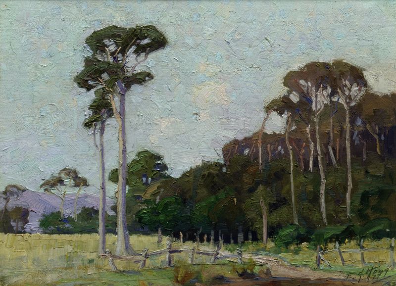 Landscape of Bartons Bush, Trentham by Ernest George Hood, oil painting