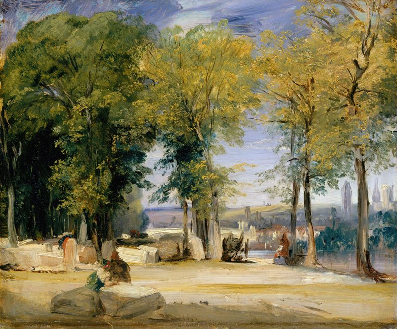 Landscape with a river and nature by Richard Parkes Bonington, oil painting