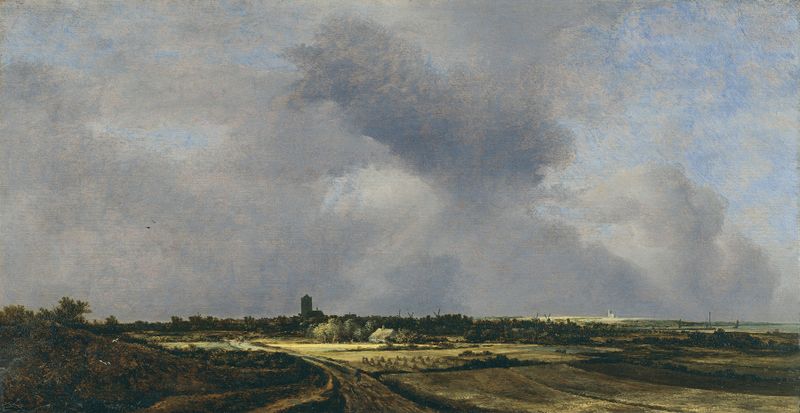 Paisagem representando Naarden por Jacob van Ruisdael, pintura a óleo