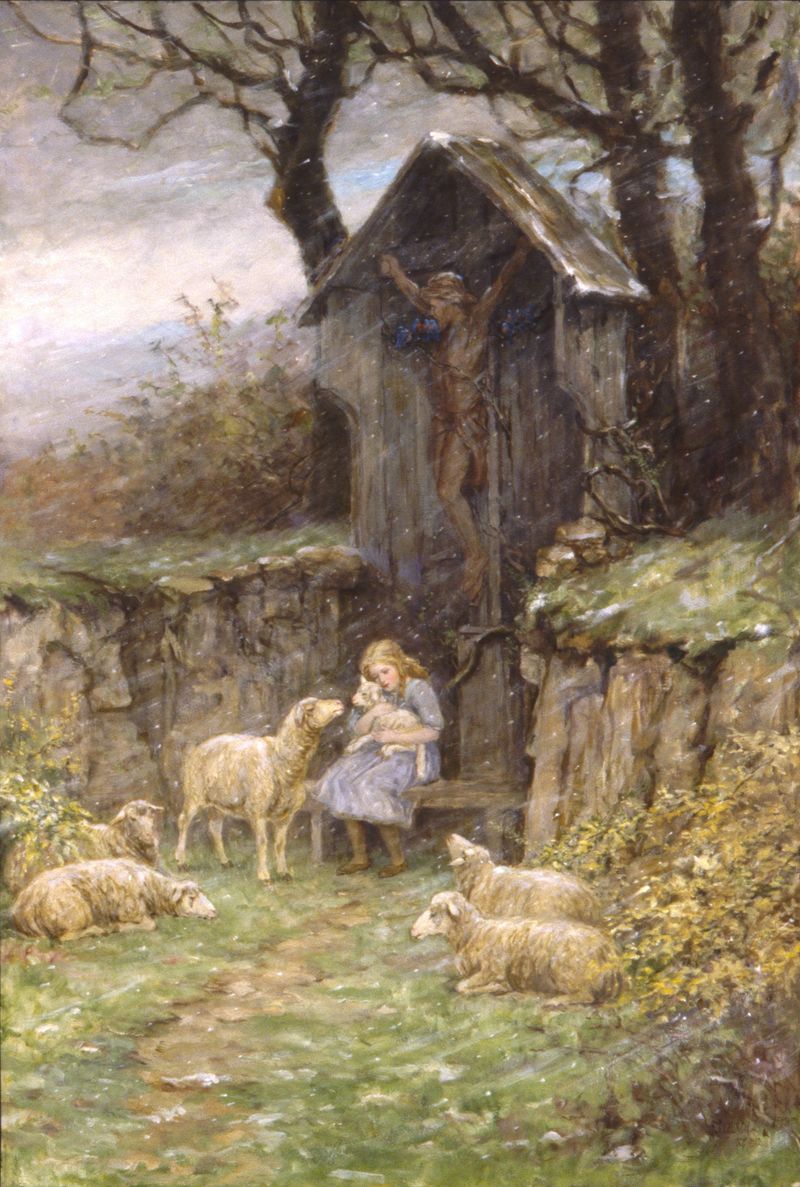Refuge de Frederick Stuart Church, pintura a óleo que retrata uma paisagem serena com árvores e um lago