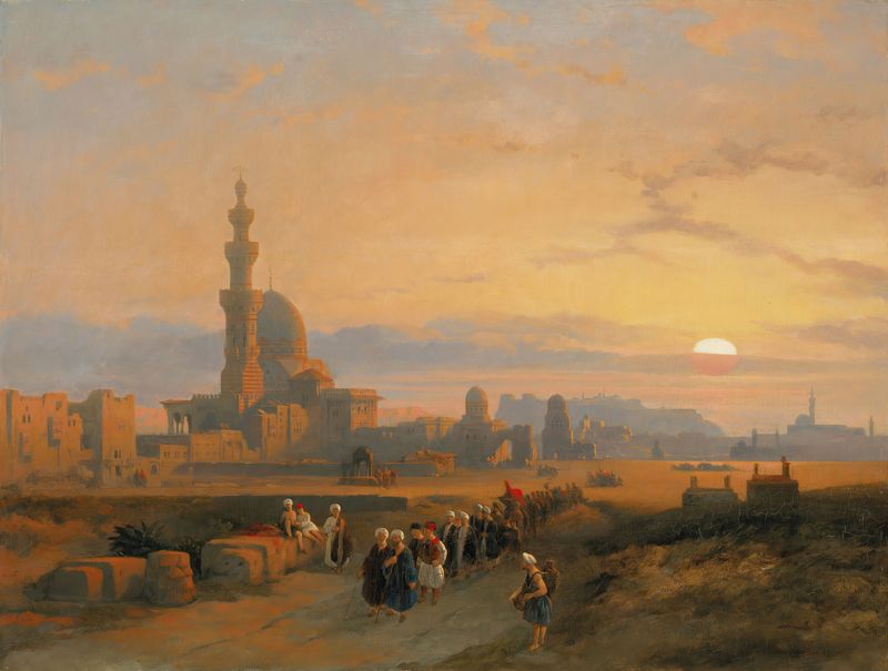 Procissão nos túmulos do Cairo por David Roberts, pintura a óleo