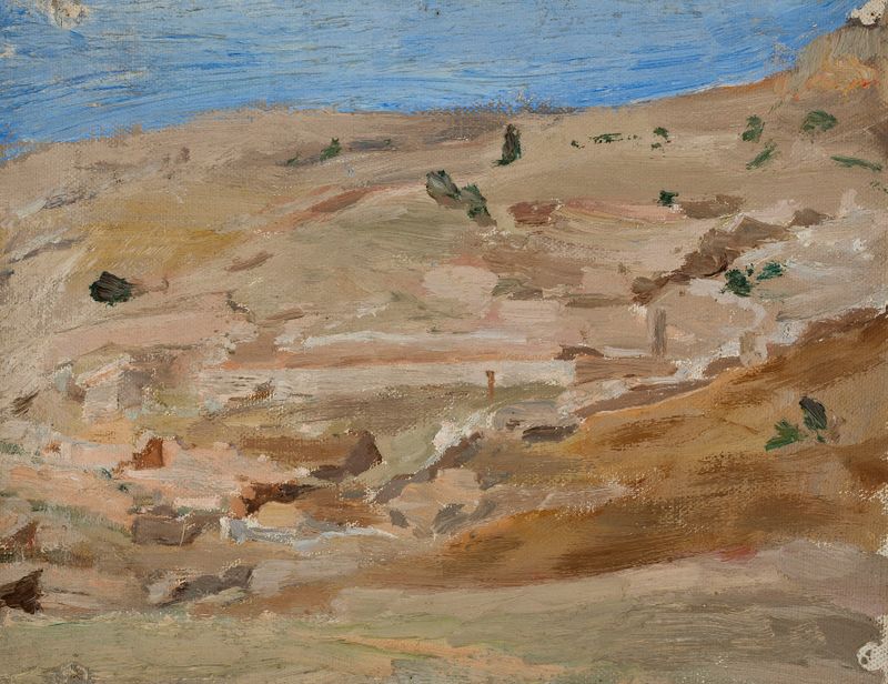 Delphi de Jan Ciągliński, pintura al óleo que representa ruinas en un paisaje vibrante