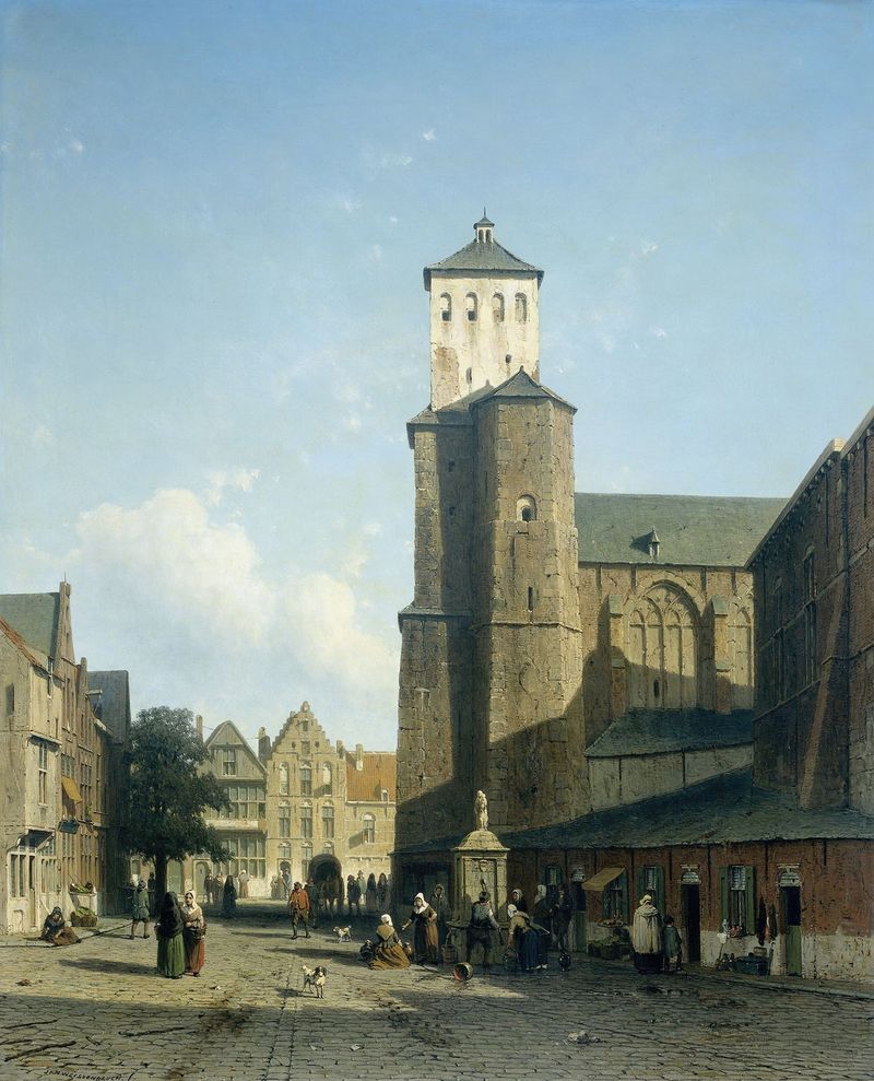 St Denis Church in Liège by Jan Weissenbruch, oil on canvas depicting light and architecture