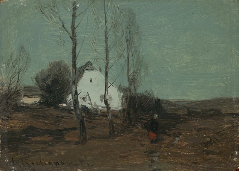 Landscape with a cottage, oil on canvas by Roman Kazimierz Kochanowski