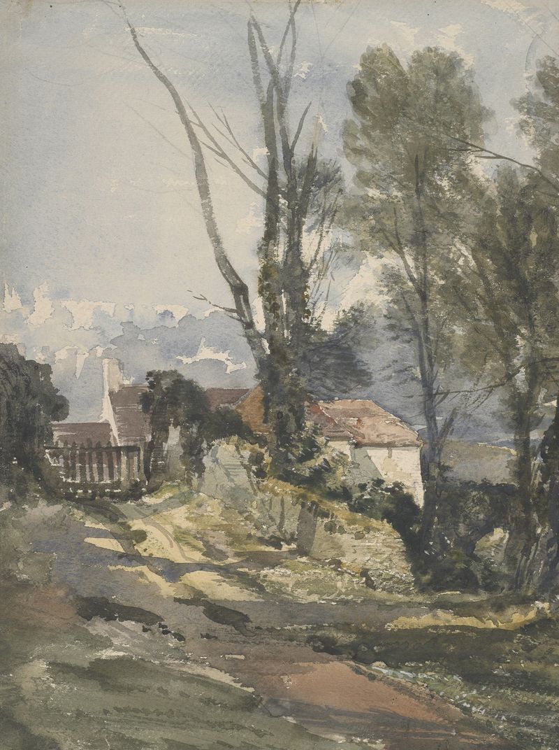 Country house and lane, óleo sobre tela de William James Müller