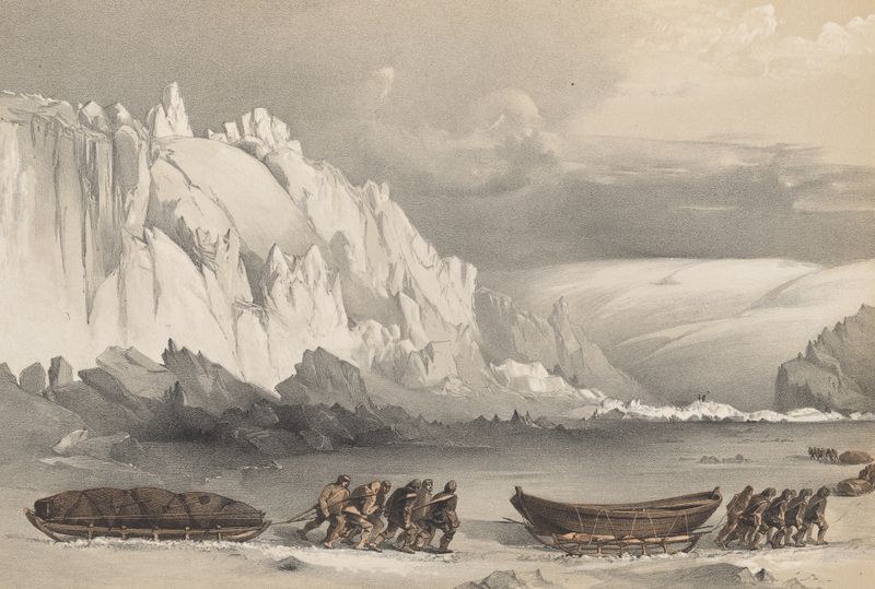 Division of Sledges passing Cape Lady Franklin, oil on canvas by Walter William May