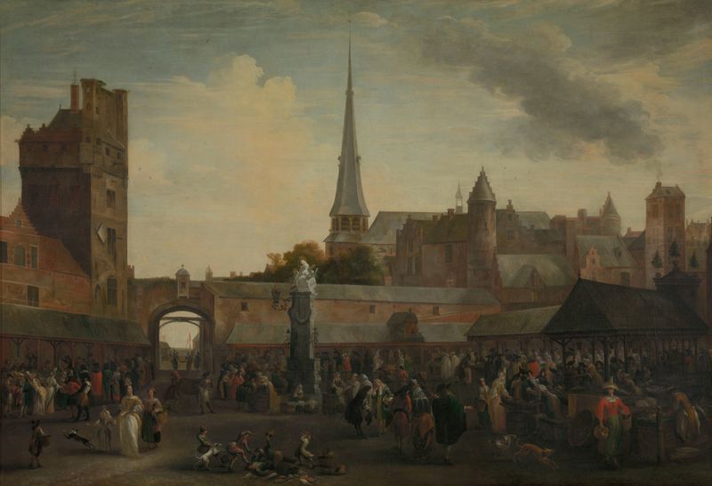 The Fish Market of Antwerp, oil painting by Hendrik van Minderhout