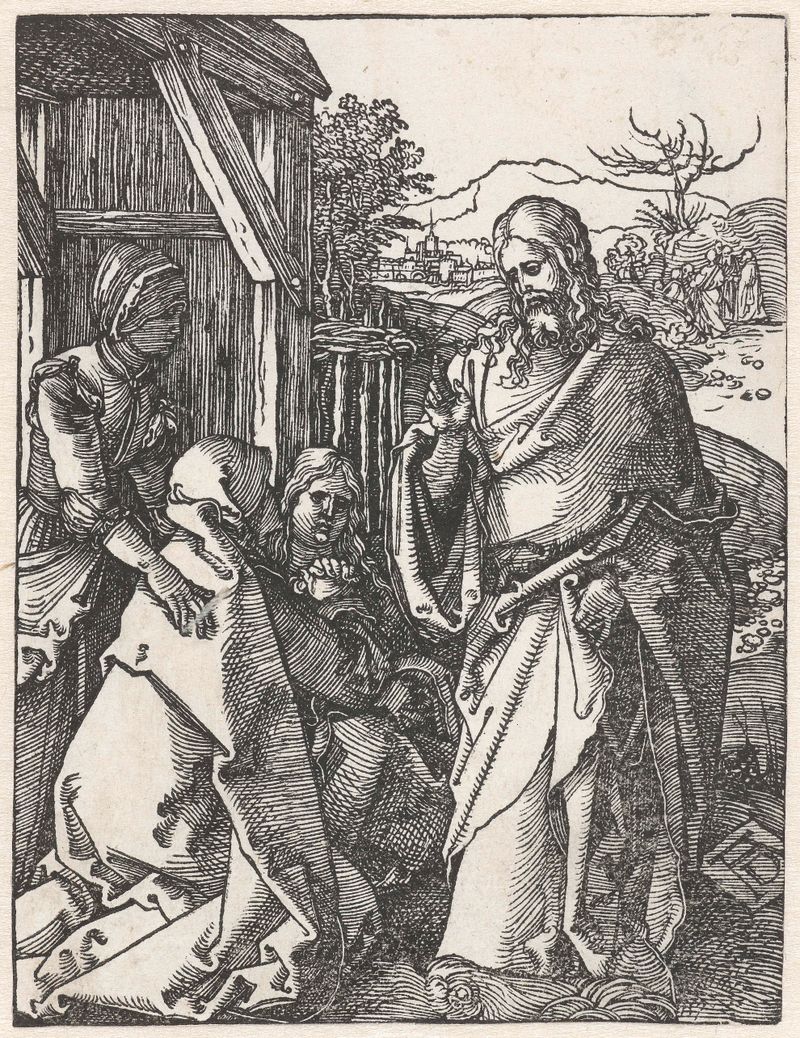 Cena religiosa com Cristo e sua mãe, obra em papel de Albrecht Dürer