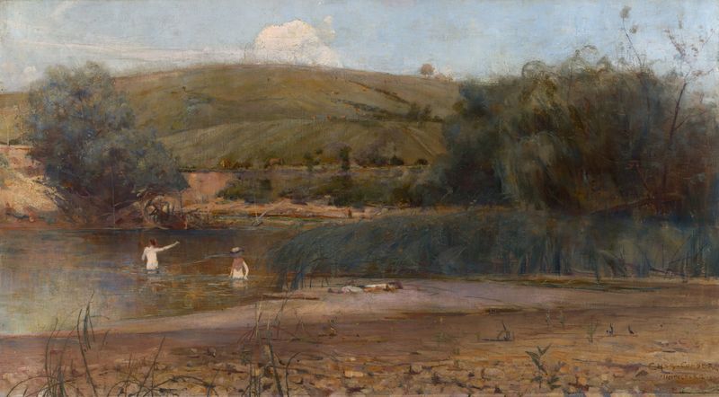 Impressionist landscape of the Yarra River at twilight by Charles Conder