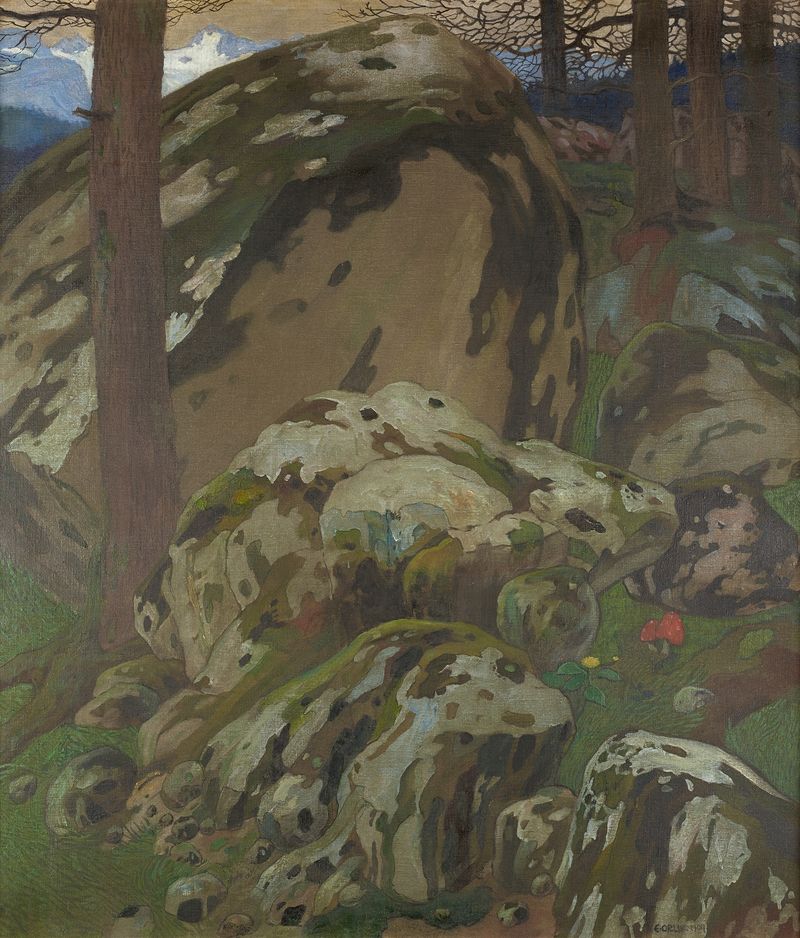 Dachstein by Emil Orlik, an expressionist landscape depicting snow-capped mountains under a desaturated sky.