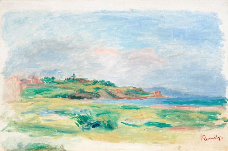 Cenário marinho com ondas e falésias, óleo sobre tela de Pierre-Auguste Renoir