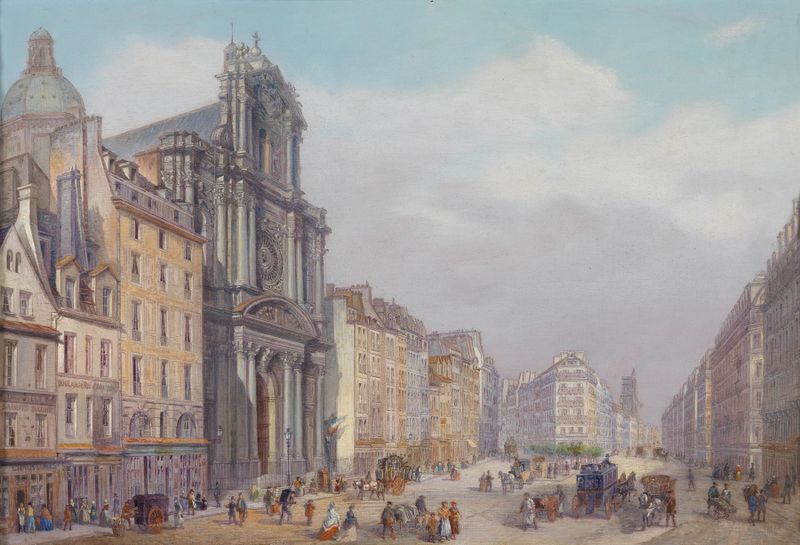 Landscape of Paris Rue Saint Antoine by Carlo Bossoli, medium unknown