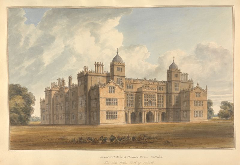 Vista suroeste de Charlton House Wiltshire, pintura al óleo de John Buckler